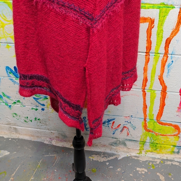 Raspberry Magenta Free People Bell Sleeve Knit Sweater; Size SP-L - Picture 11 of 12